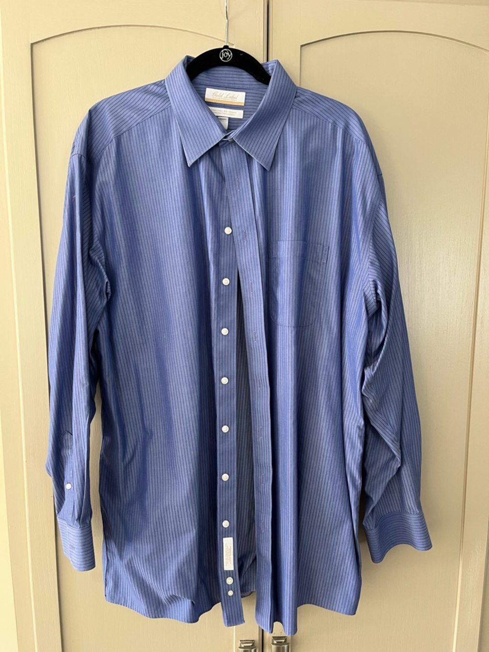 Purple and Blue Pinstripe Long-Sleeve Dress Shirt
17 1/2 x 36